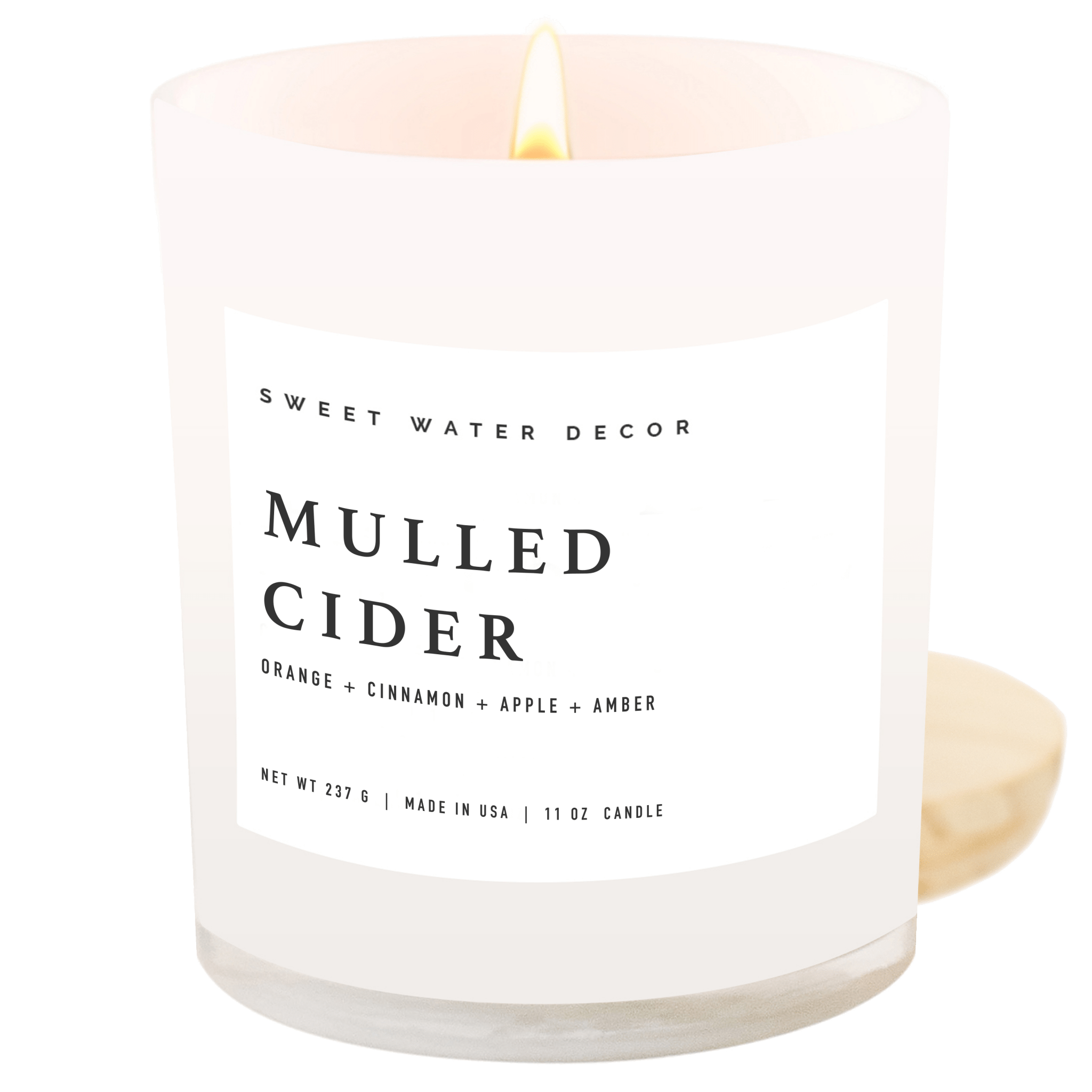 Mulled Cider Soy Candle - White Jar - 11 oz - SwagglyLife Home & Fashion