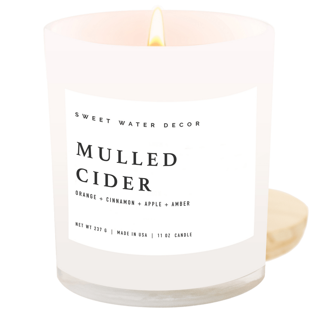 Mulled Cider Soy Candle - White Jar - 11 oz - SwagglyLife Home & Fashion