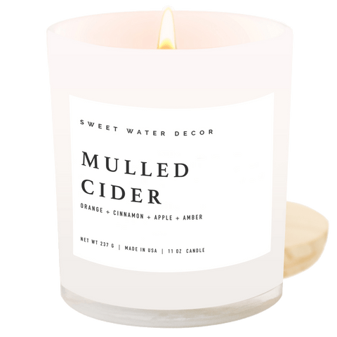 Mulled Cider Soy Candle - White Jar - 11 oz - SwagglyLife Home & Fashion