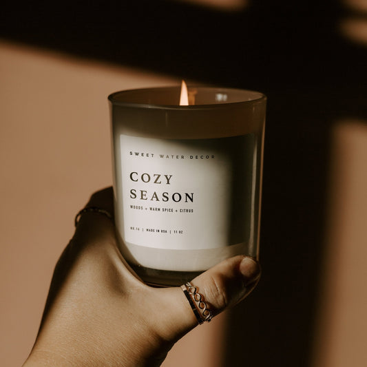 Cozy Season Soy Candle - White Jar - 11 oz in - Candles photo