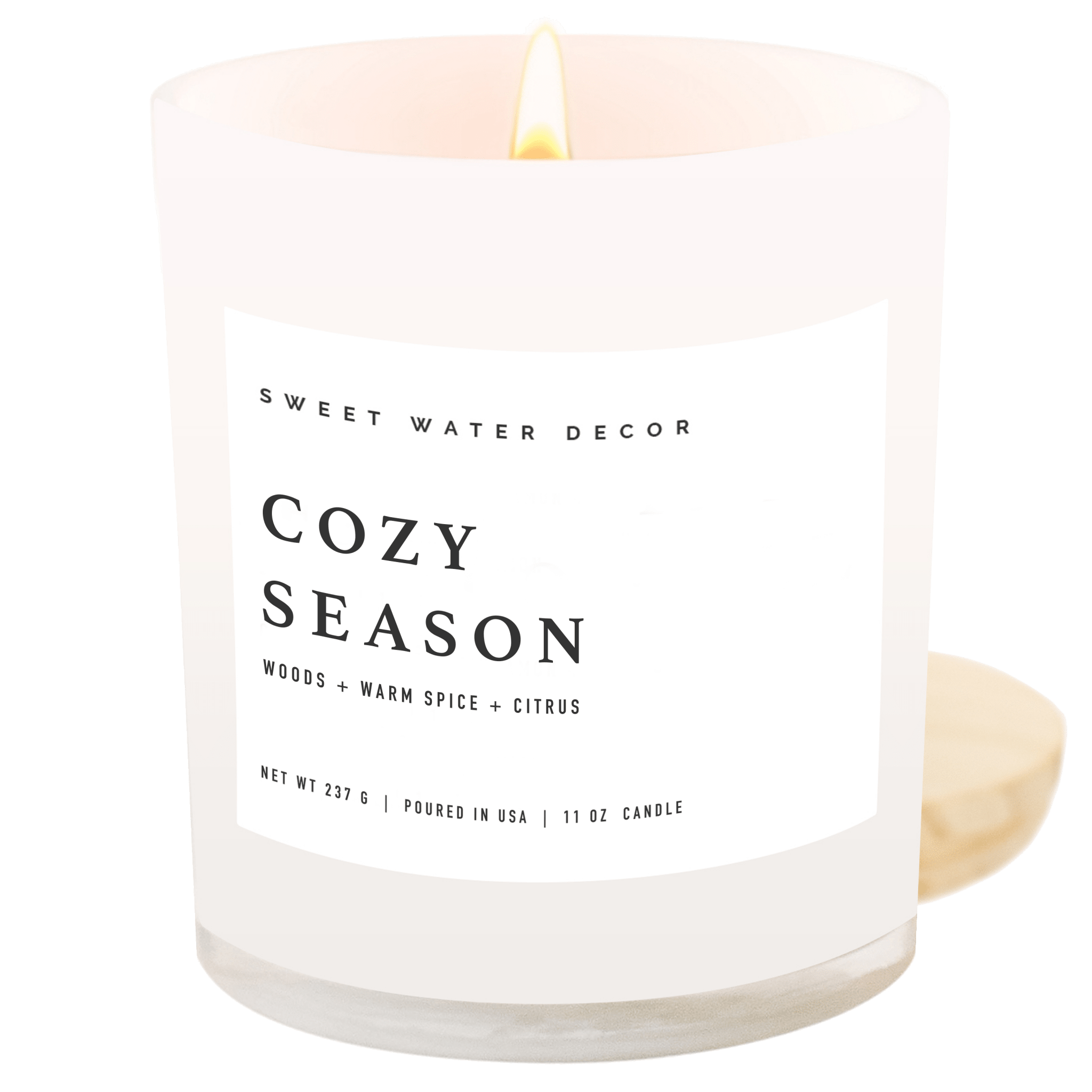 Cozy Season Soy Candle - White Jar - 11 oz in - Candles photo