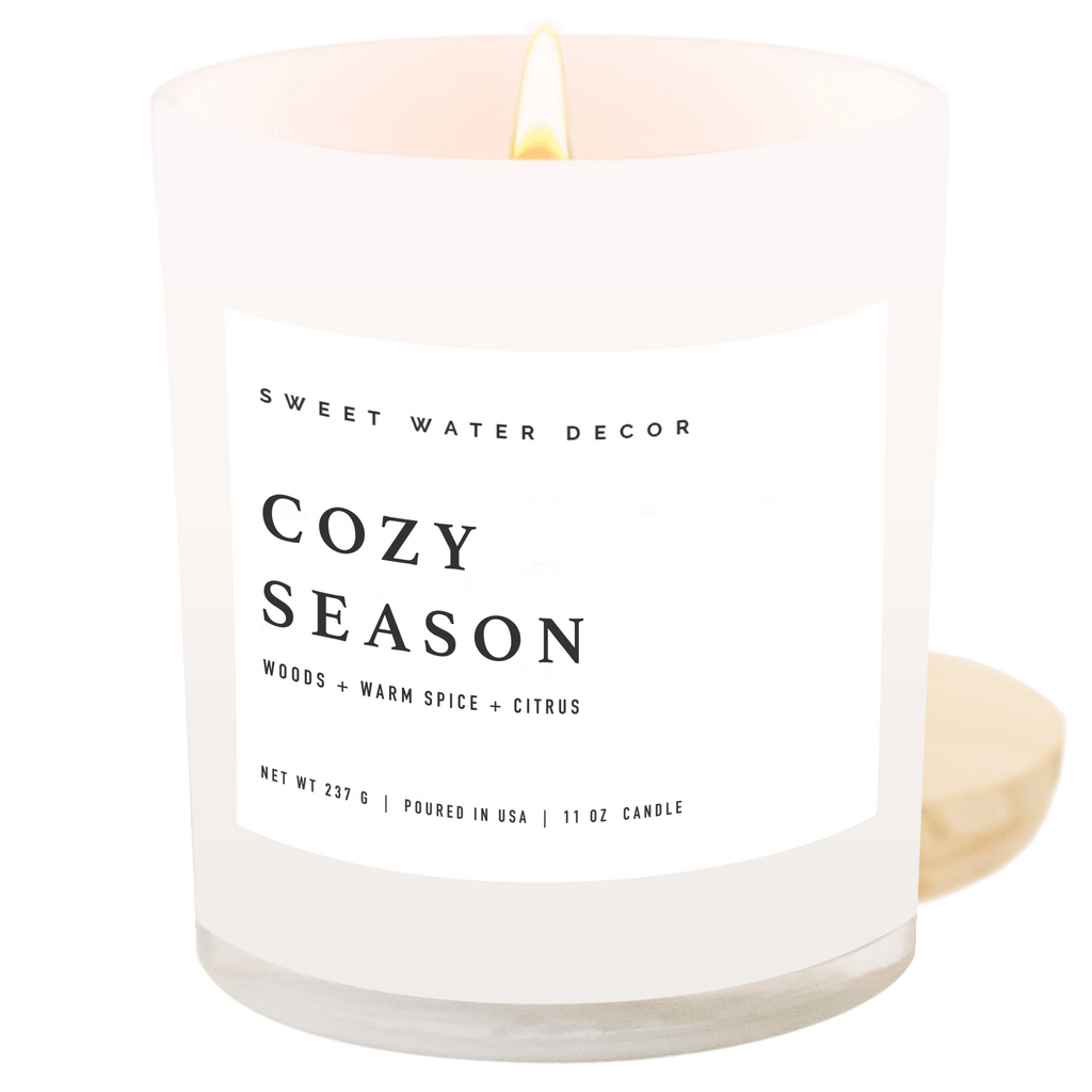 Cozy Season Soy Candle - White Jar - 11 oz in - Candles photo
