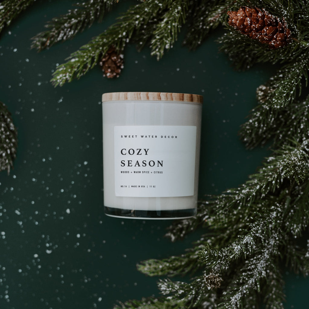 Cozy Season Soy Candle - White Jar - 11 oz in - Candles photo
