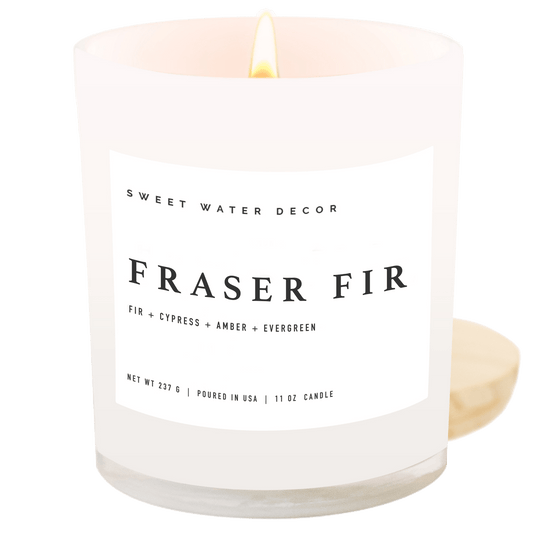 Fraser Fir Soy Candle - White Jar - 11 oz in - Candles photo