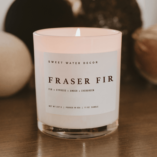 Fraser Fir Soy Candle - White Jar - 11 oz in - Candles photo