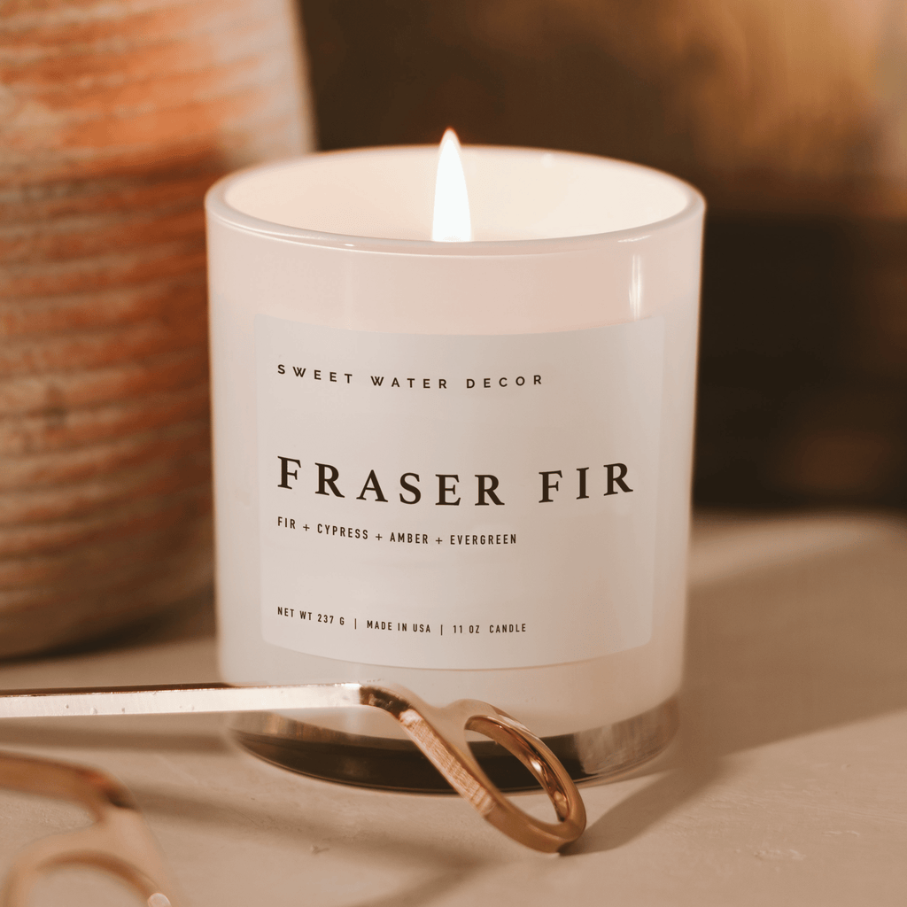 Fraser Fir Soy Candle - White Jar - 11 oz in - Candles photo