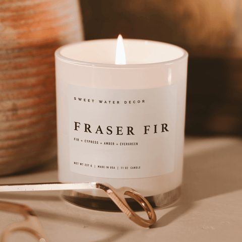 Fraser Fir Soy Candle - White Jar - 11 oz in - Candles photo