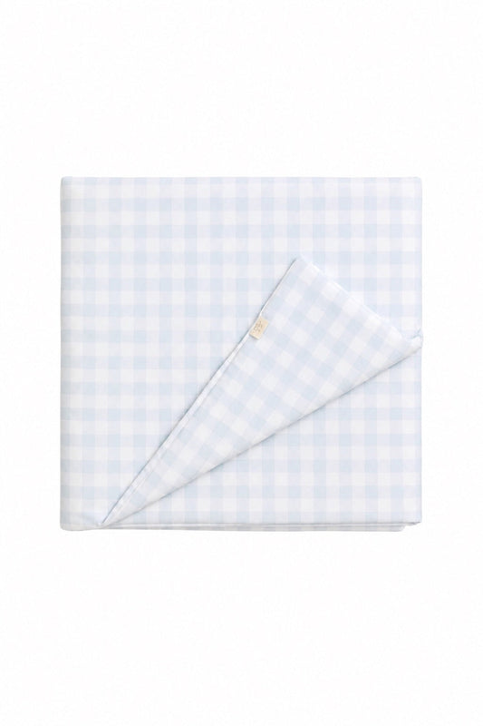 Light Blue Checkered Crib Quilted Blanket in - photo