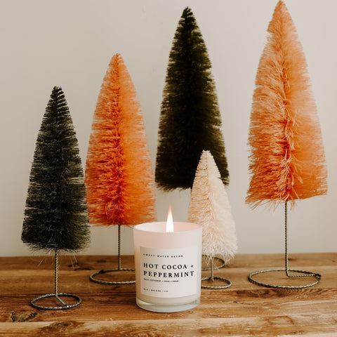Hot Cocoa and Peppermint Soy Candle - White Jar - 11 oz in - Candles photo