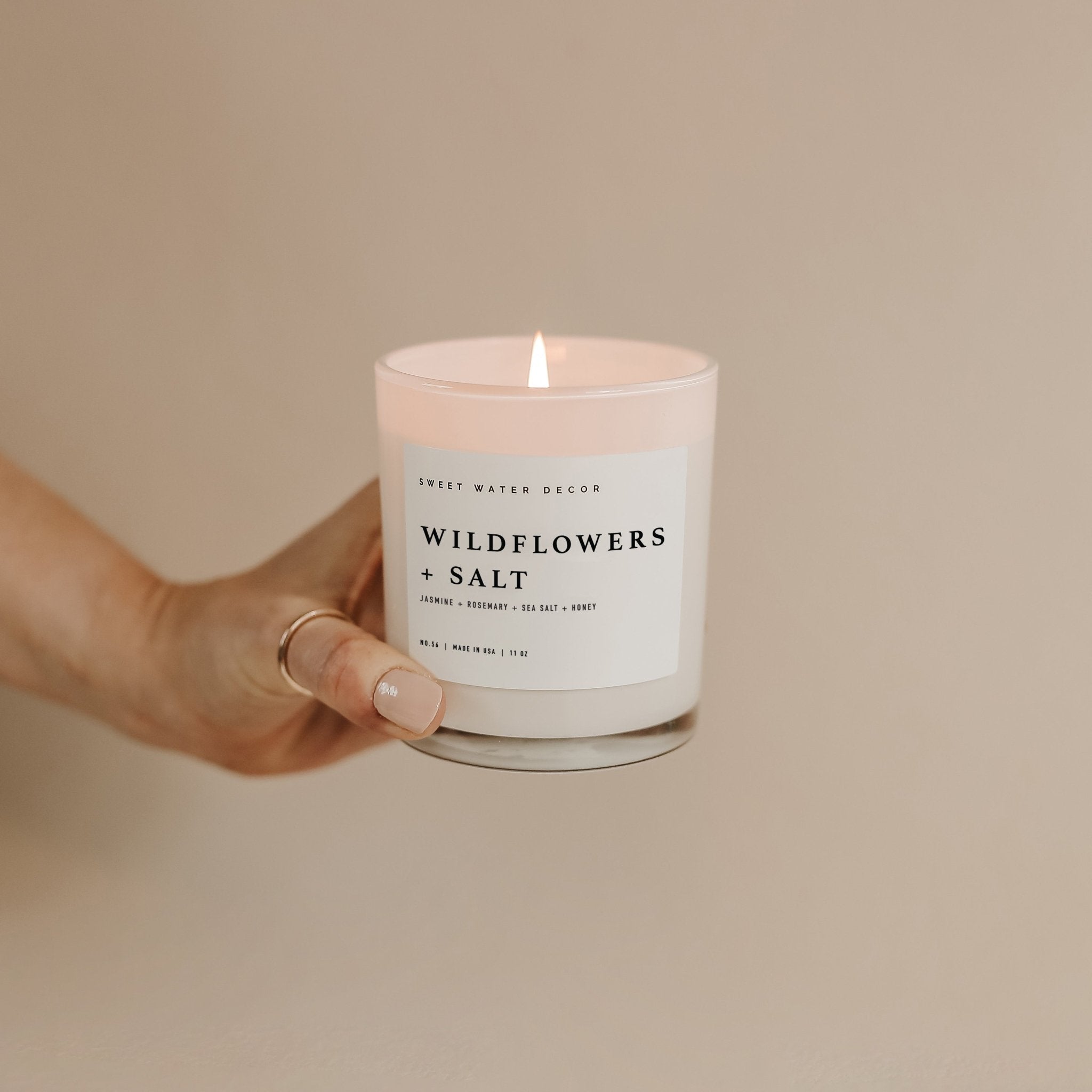 Wildflowers and Salt Soy Candle - White Jar - 11 oz in - Candles photo