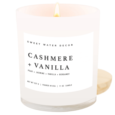 Cashmere and Vanilla Soy Candle - White Jar - 11 oz in - Candles photo