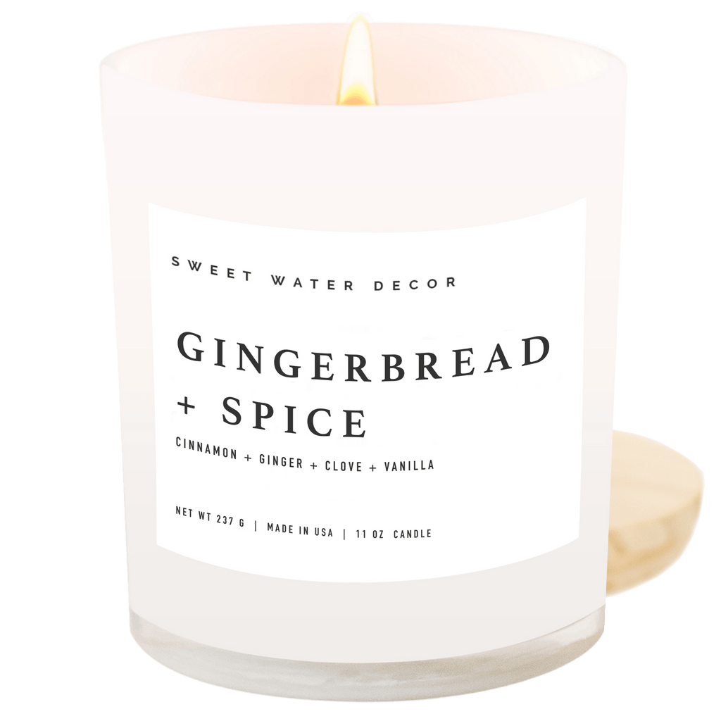 Gingerbread and Spice Soy Candle - White Jar - 11 oz - SwagglyLife Home & Fashion