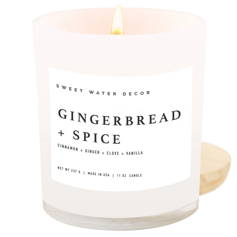 Gingerbread and Spice Soy Candle - White Jar - 11 oz - SwagglyLife Home & Fashion
