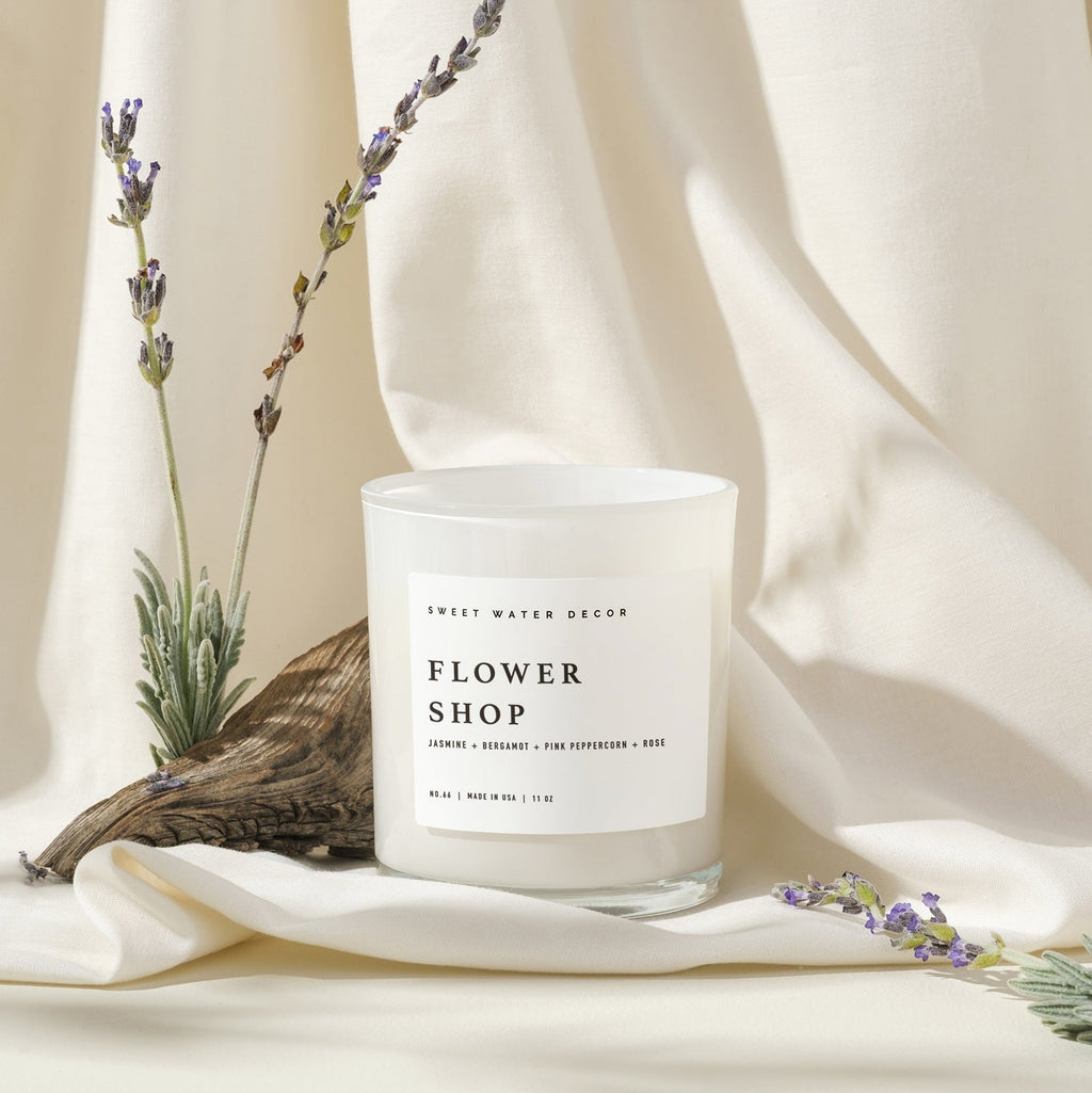 Flower Shop Soy Candle - White Jar - 11 oz in - Candles photo