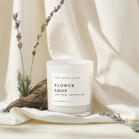 Flower Shop Soy Candle - White Jar - 11 oz in - Candles photo