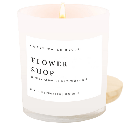 Flower Shop Soy Candle - White Jar - 11 oz in - Candles photo