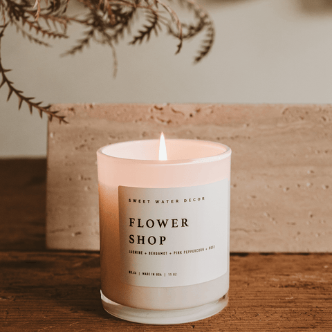 Flower Shop Soy Candle - White Jar - 11 oz in - Candles photo