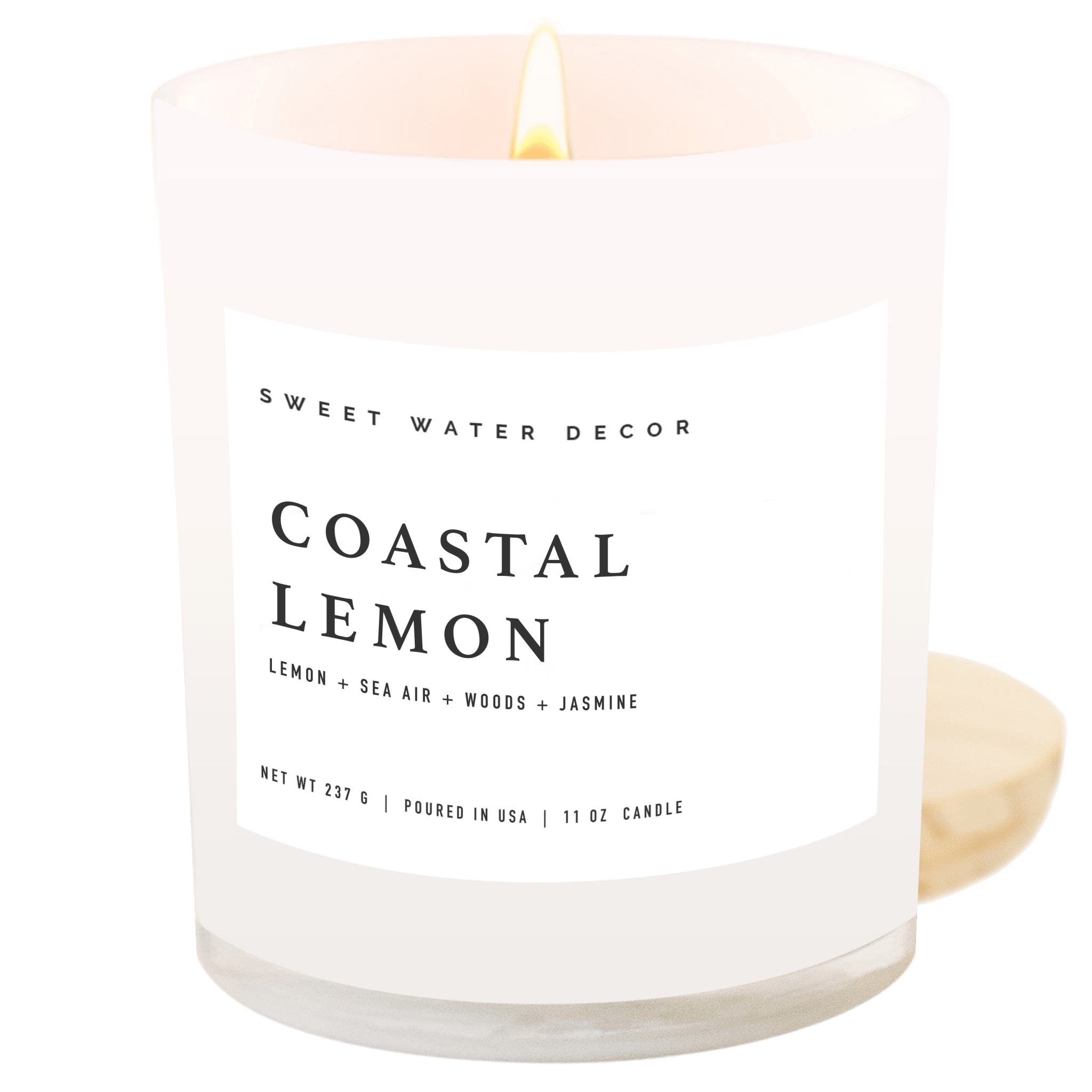 Coastal Lemon Soy Candle - White Jar - 11 oz in - Candles photo