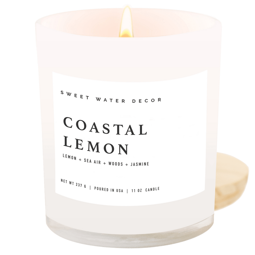 Coastal Lemon Soy Candle - White Jar - 11 oz in - Candles photo