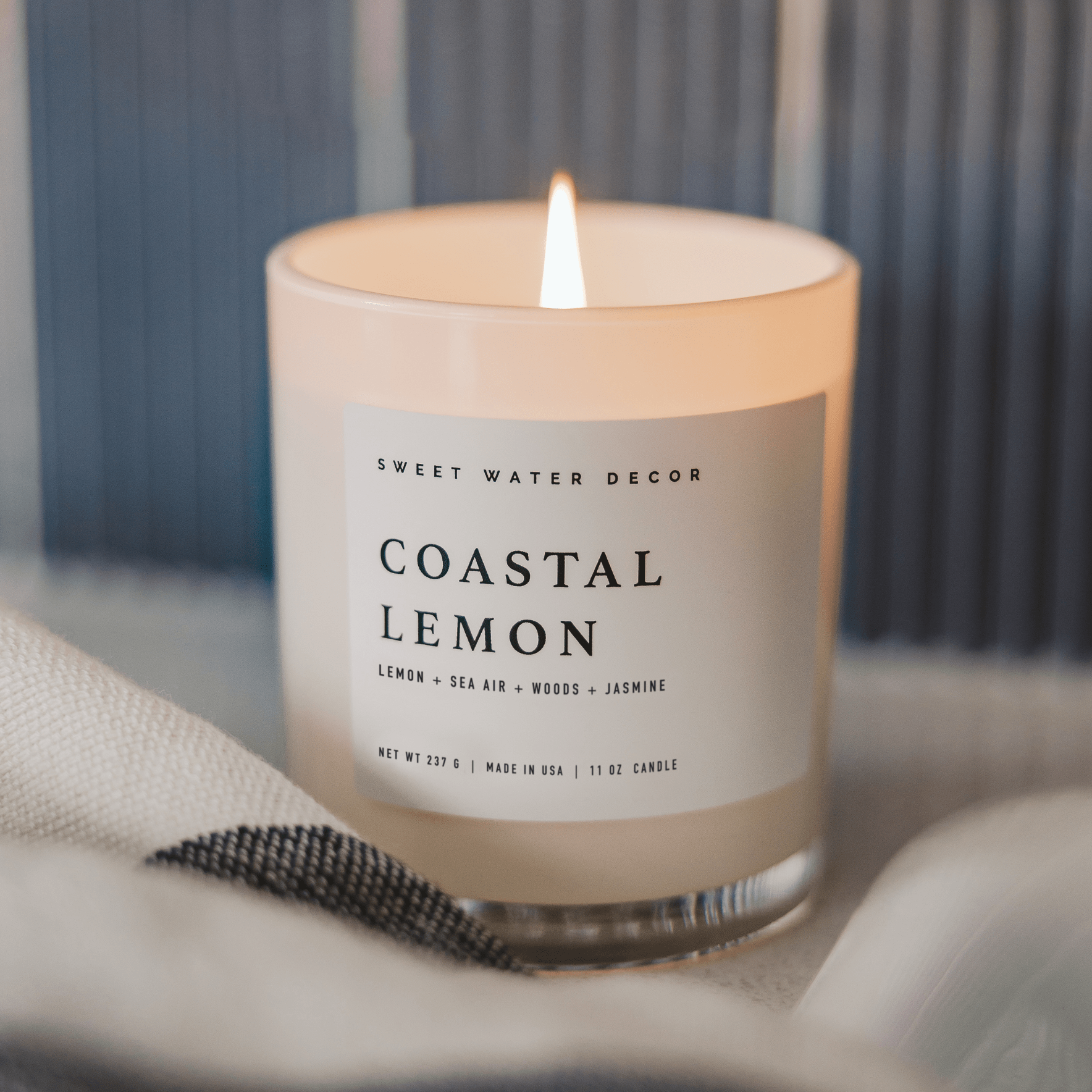 Coastal Lemon Soy Candle - White Jar - 11 oz in - Candles photo