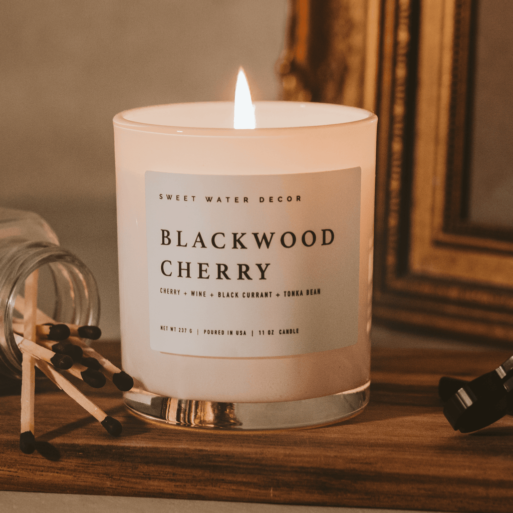 Blackwood Cherry Soy Candle - White Jar - 11 oz in - Candles photo