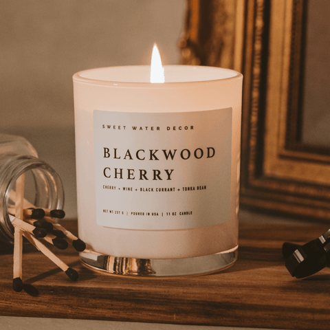 Blackwood Cherry Soy Candle - White Jar - 11 oz in - Candles photo