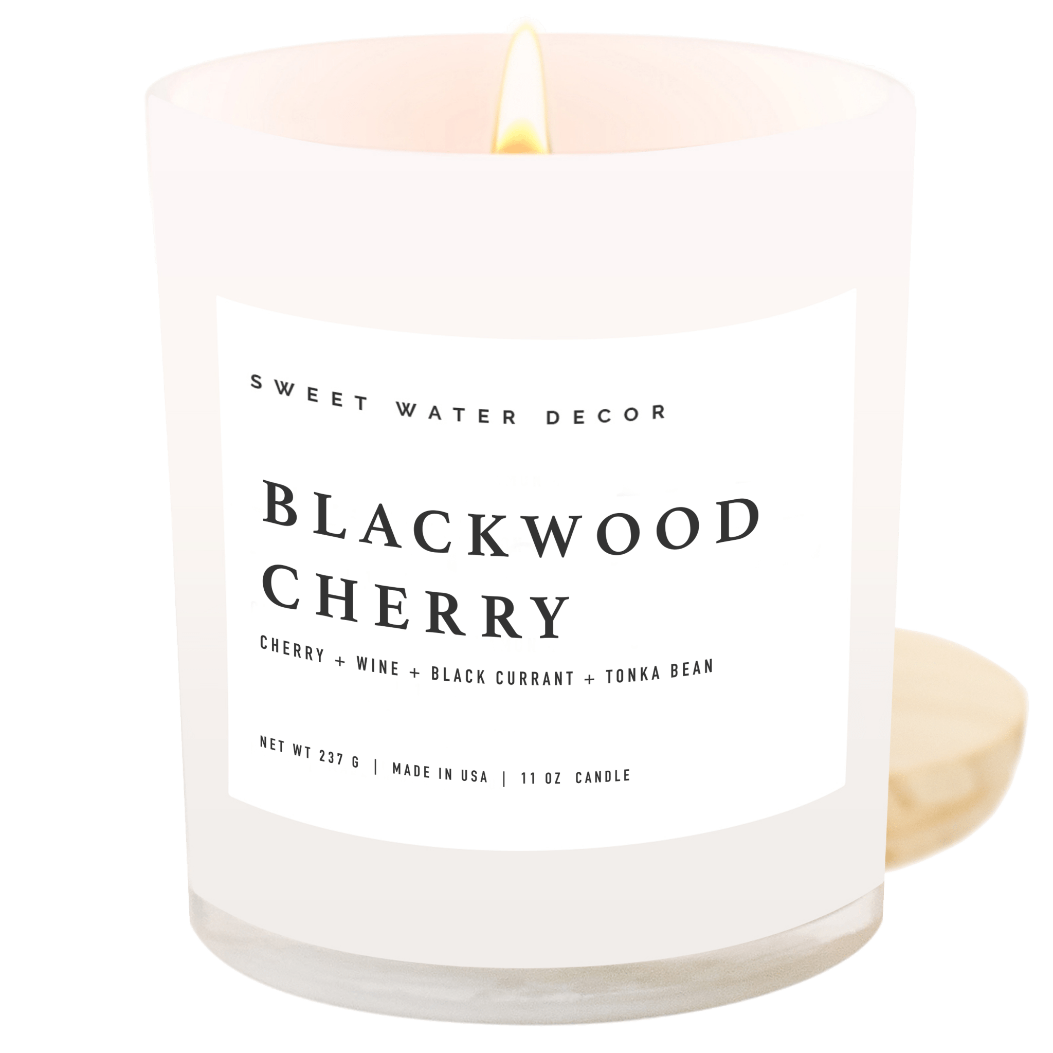 Blackwood Cherry Soy Candle - White Jar - 11 oz in - Candles photo