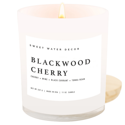 Blackwood Cherry Soy Candle - White Jar - 11 oz in - Candles photo