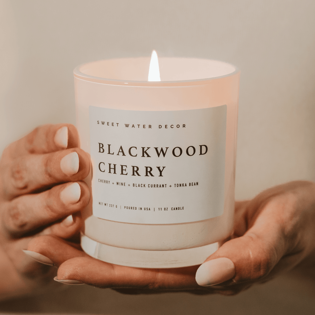 Blackwood Cherry Soy Candle - White Jar - 11 oz in - Candles photo