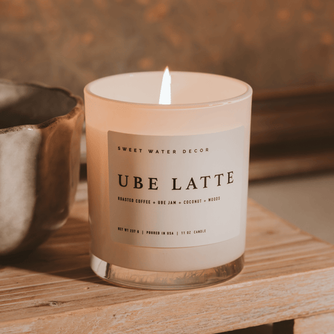 Ube Latte Soy Candle - White Jar - 11 oz