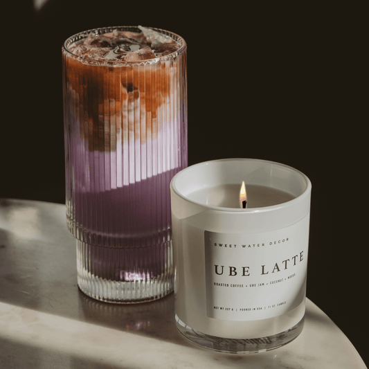 Ube Latte Soy Candle - White Jar - 11 oz in - Candles photo