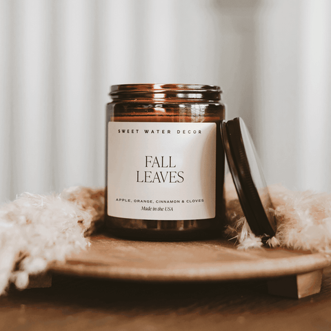 Fall Leaves Soy Candle - Amber Jar - 9 oz