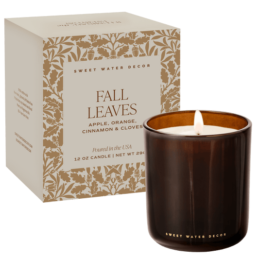 Fall Leaves Soy Candle - Boxed Amber Tinted Glass Jar - 12 oz in - Candles photo