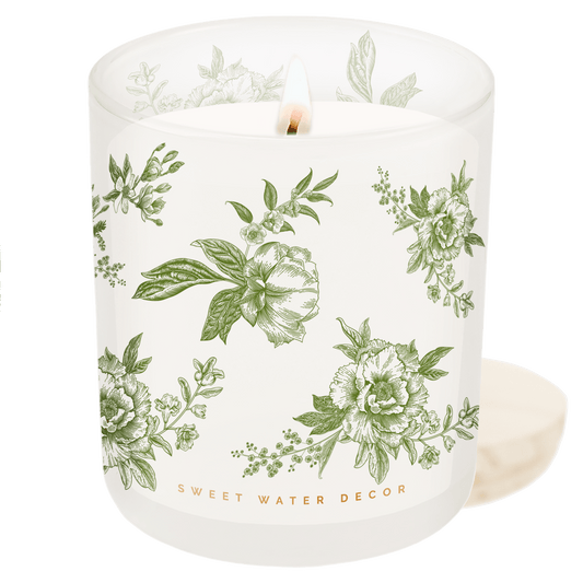 Green Delft Soy Candle - White Translucent Tinted Glass Jar - 12 oz in - Candles photo