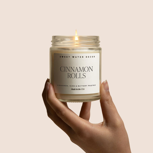 Cinnamon Rolls Soy Candle - Clear Jar - 9 oz in - Candles photo