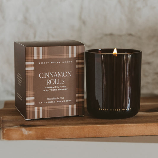 Cinnamon Rolls Soy Candle - Boxed Amber Tinted Glass Jar - 12 oz in - Candles photo