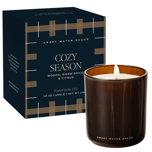 Cozy Season Soy Candle - Boxed Amber Tinted Glass Jar - 12 oz in - Candles photo