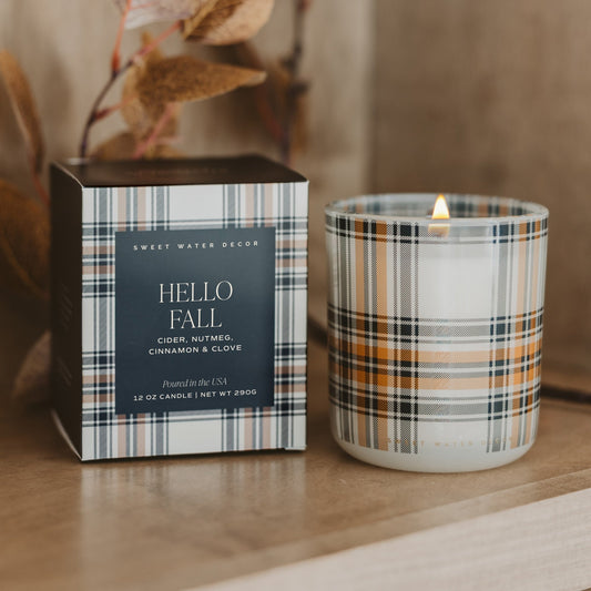 Hello Fall Soy Candle - Boxed Tinted Glass Jar - 12 oz in - Candles photo