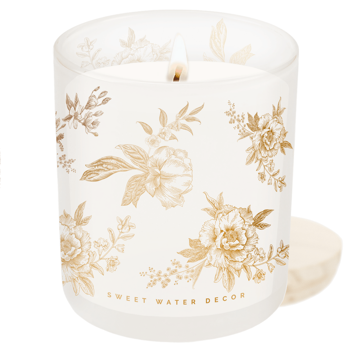 Gold Delft Soy Candle - White Translucent Tinted Glass Jar - 12 oz in - Candles photo