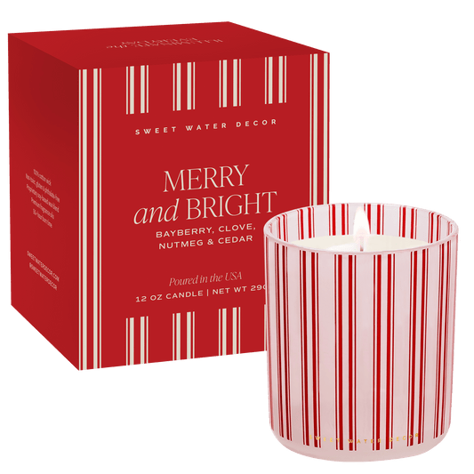 Merry and Bright Soy Candle - Boxed Tinted Glass Jar - 12 oz -