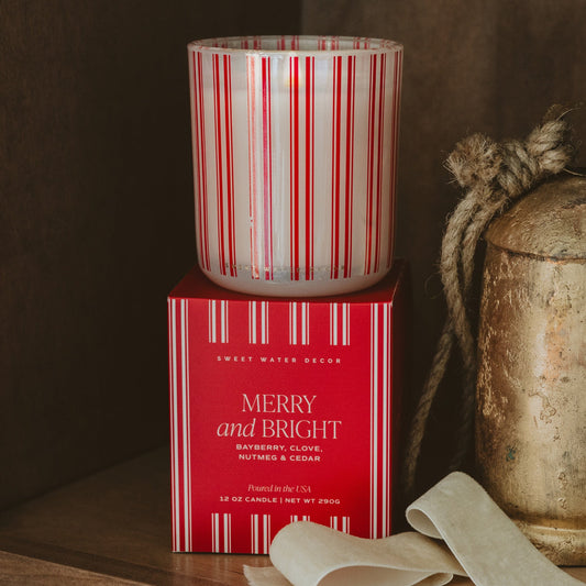 Merry and Bright Soy Candle - Boxed Tinted Glass Jar - 12 oz -