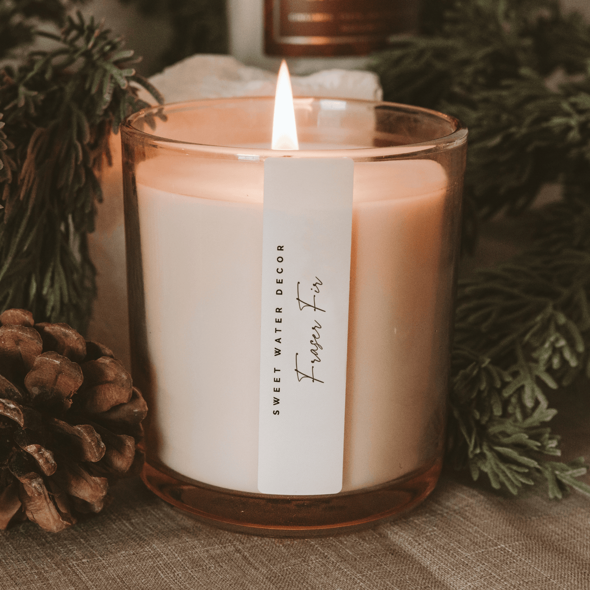 Fraser Fir Soy Candle - Tinted Glass Jar - 12 oz in - Candles photo