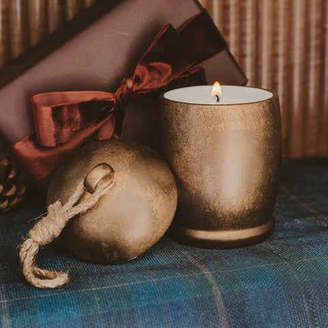 Holiday Soy Candle - Antique Gold Bell Jar - 13.5 oz