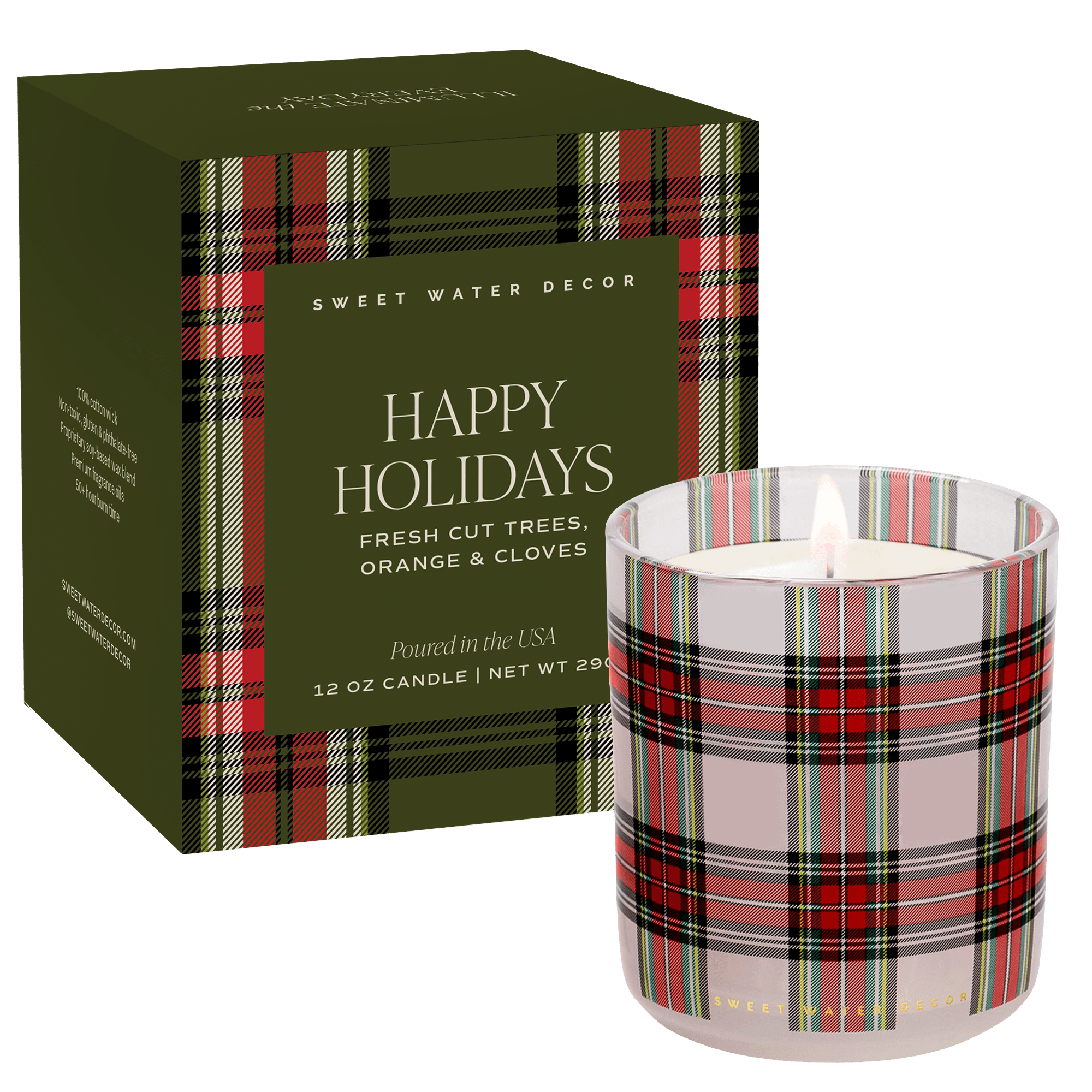 Happy Holidays Soy Candle - Boxed Tinted Glass Jar - 12 oz (Christmas)