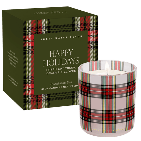 Happy Holidays Soy Candle - Boxed Tinted Glass Jar - 12 oz (Christmas)
