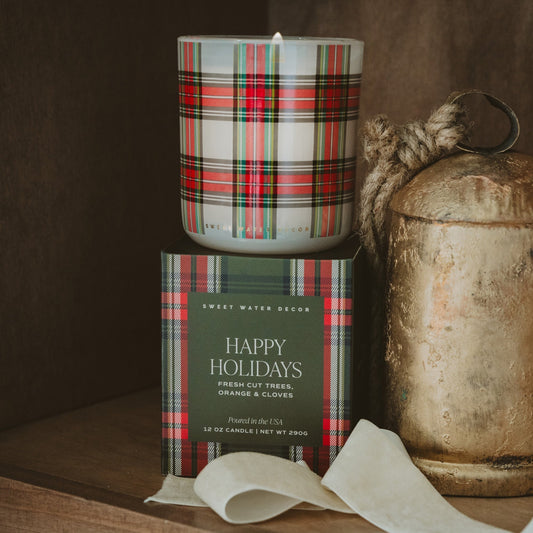Happy Holidays Soy Candle - Boxed Tinted Glass Jar - 12 oz (Christmas) -