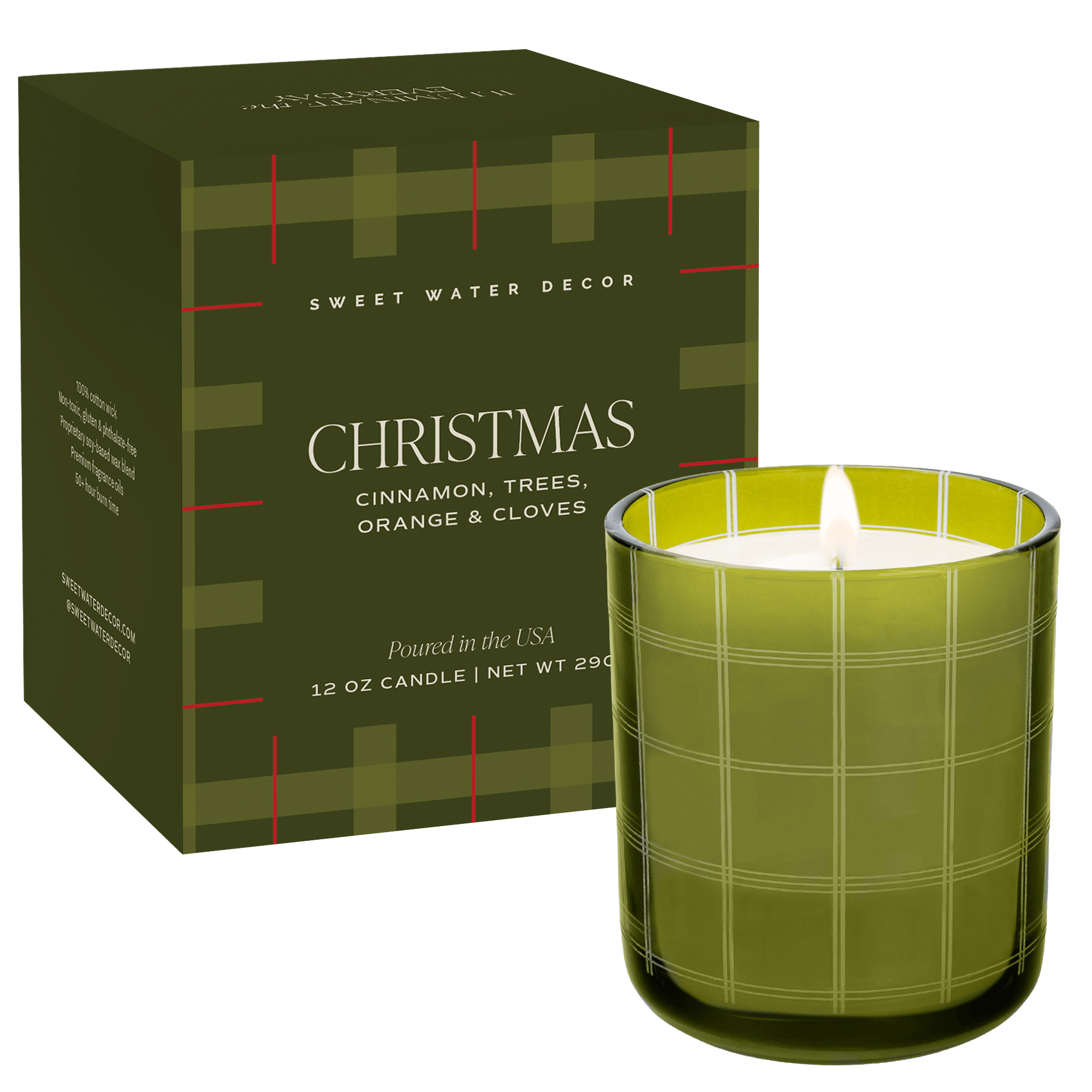 Christmas Soy Candle - Boxed Tinted Glass Jar - 12 oz