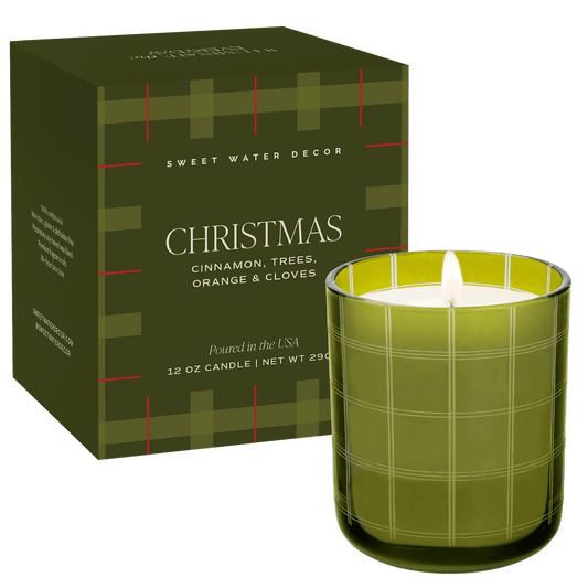 Christmas Soy Candle - Boxed Tinted Glass Jar - 12 oz -