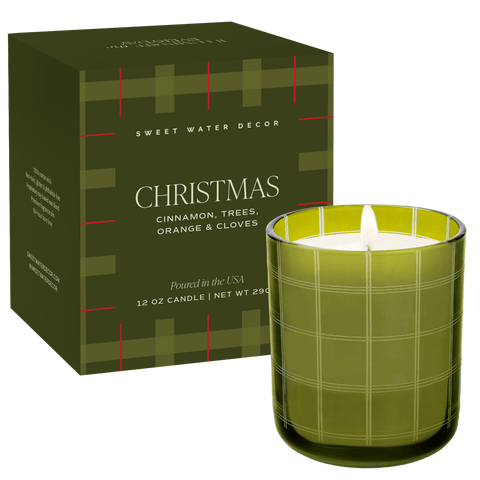 Christmas Soy Candle - Boxed Tinted Glass Jar - 12 oz