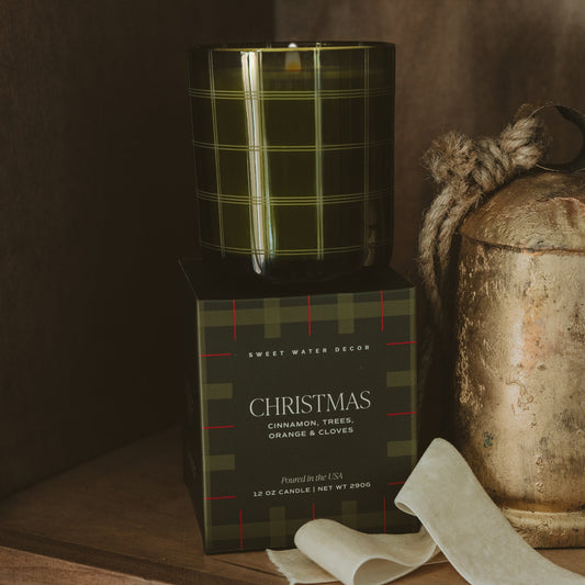 Christmas Soy Candle - Boxed Tinted Glass Jar - 12 oz -